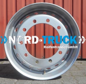 Stahlfelge 11.75x22.5 ET120 TALAS 10x335x281.0 silver ash ALV 20 Lüftungslöcher (light) M22 5000kg, V-3-22-1 Talas -Steel T-100064, ohne Konus, mit Ventil *Restmenge 1 Stück 