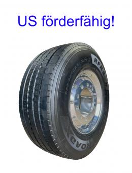 LKW Komplettrad 385/65R22.5 RoadX RFR2 164K (158L) 24PR, M+S, 3PMSF, Lenkachse auf Alufelge Trailer Top 11.75x22.5 10/335/281 ET120, MZ, 5.000kg, BL32 ALV, BRIGHT PRO, ohne Konus, ohne RDK Sensor 